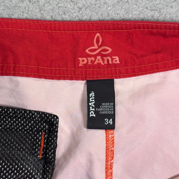 PrAna Boardshort Drawstring Mens 34‎ Red Swim Beach Summer Surf Vacation Red - Picture 3 of 9
